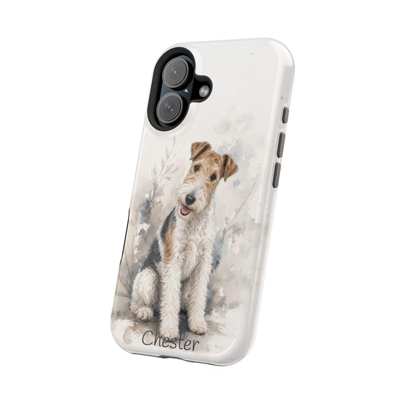 Magnetic MagSafe Phone Case Wire Fox Terrier Custom Portrait Impact Resistant Protection Dual Layer Polycarbonate Shell TPU Liner Personalized Dog Owner Gift Watercolor Pet Illustration Breed Enthusiast Present Scratch Resistant Protective
