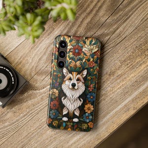 Tricolor Corgi Floral Phone Case: Stained Glass Dog Mom Gift