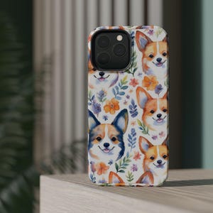 Corgi Floral Magnetic Phone Cases, Cute Pet Lover Gift, Pet-Themed Phone Case, Animal Lover Phone Covers, Corgi Phone, Tricolor Corgi