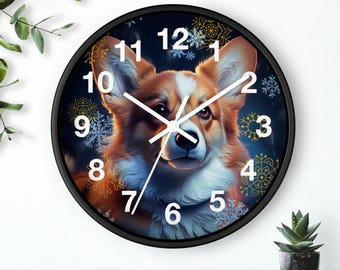 Corgi Wall Clock - Cute Pet Decor for Dog Lovers, Animal Themed Home Decor, Gift for Birthdays, Corgi Clock, Christmas Decorations