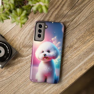 Colorful Bichon Art Tough Phone Case, Durable Dog Lover Gift Accessory, Cute Pet Owner iPhone Galaxy Case, Protective Cover for Dog Lovers