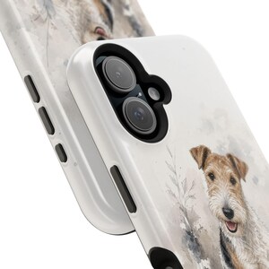 Watercolor Dog Portrait Phone Case Wire Fox Terrier Custom Illustration Magnetic MagSafe Compatible Protection Impact Resistant Dual Layer Shell Personalized Pet Owner Gift Premium Polycarbonate TPU Liner Construction Breed Enthusiast