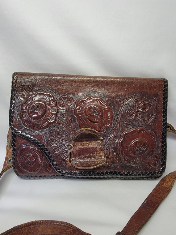 Hand-tooled vintage leather purse