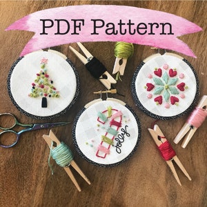 Embroidery Pattern, Ornaments, Christmas, Bright Ornaments, Embroidery Design, Hoop Art, Hand Embroidery, Modern Embroidery, Adult Craft