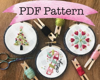 Embroidery Pattern, Ornaments, Christmas, Bright Ornaments, Embroidery Design, Hoop Art, Hand Embroidery, Modern Embroidery, Adult Craft