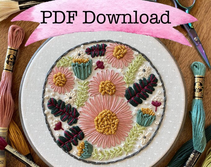 Embroidery PDF Pattern, Spring Floral, Embroidery Design, Hoop Art ...