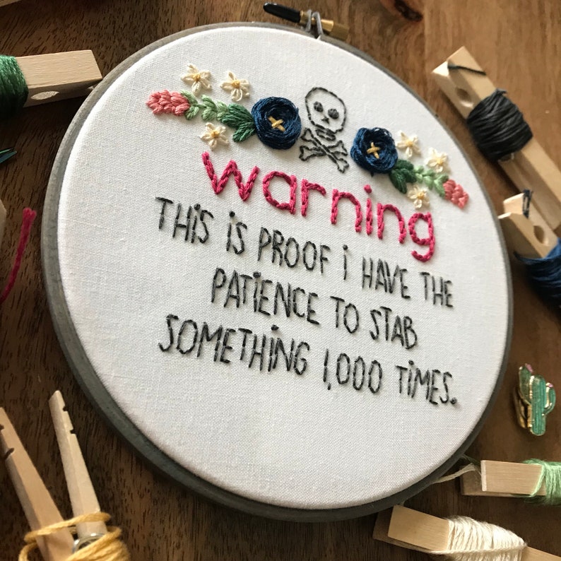 Embroidery Kit Funny Quote Embroidery Design Hoop Art Hand Etsy