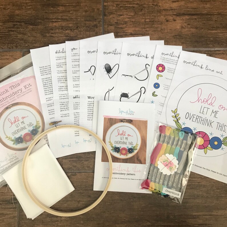 Embroidery kit Funny Quote Overthink This Embroidery Etsy