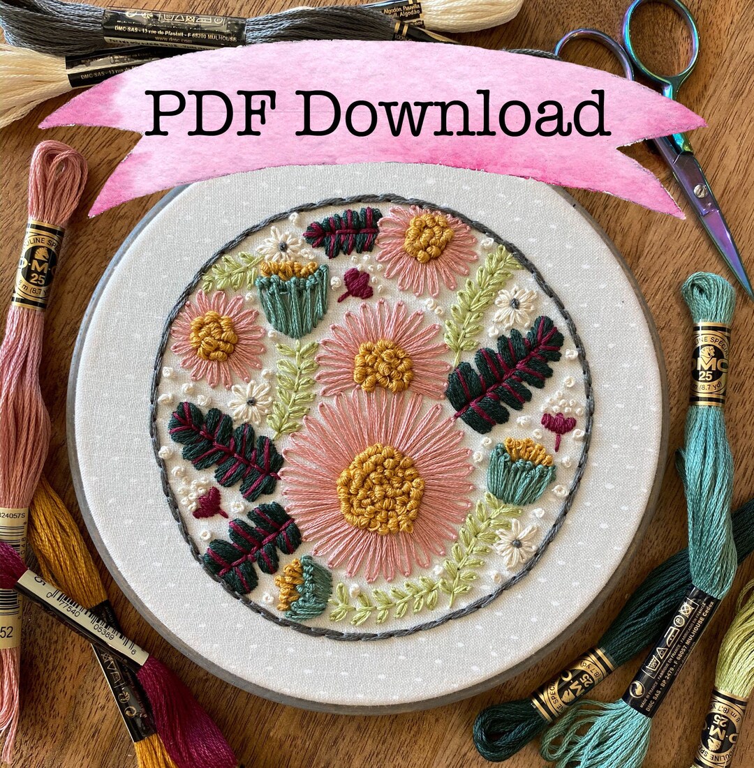 Embroidery PDF Pattern, Spring Floral, Embroidery Design, Hoop Art ...
