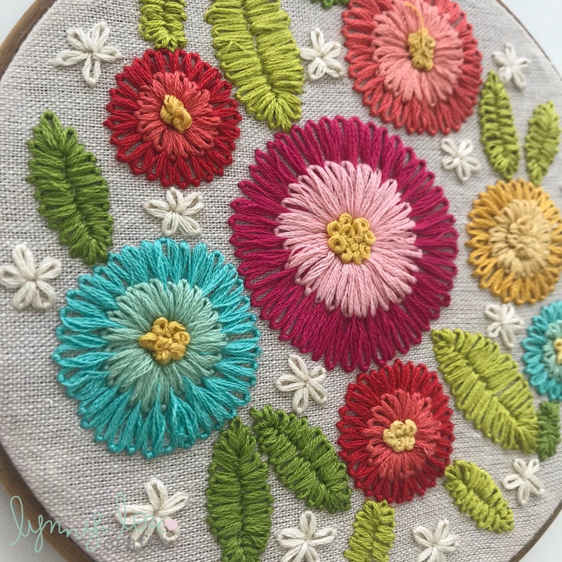 Downloadable PDF Embroidery Pattern Chrysanthemum Embroidery Etsy Denmark