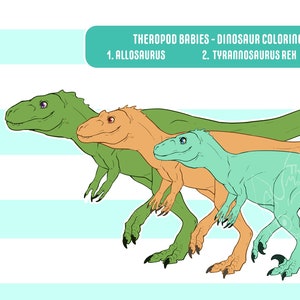 Theropod Babies - Dinosaur coloring Base - Lineart