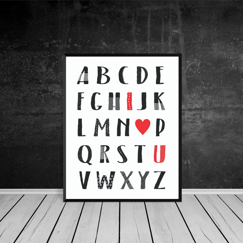 I Love  You Printable Poster  Love  Poster  Black and Red Etsy
