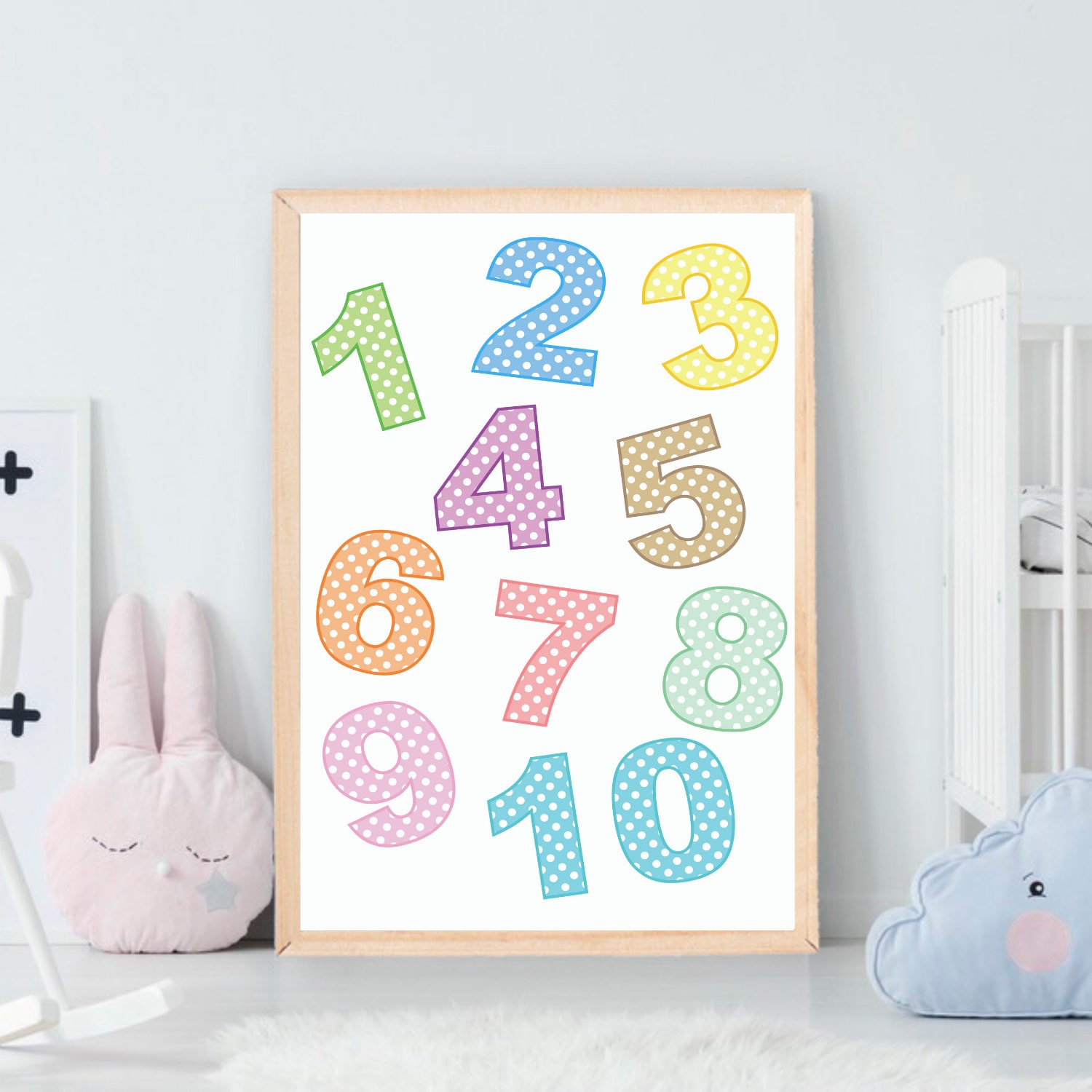 rainbow numbers print instant download printable numbers etsy