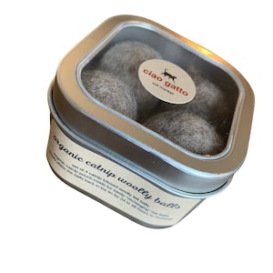 organic catnip wool felt woolly balls - set of 4 | catnip infused wool balls | wool balls for cats catnip infused
