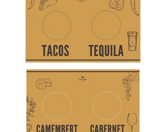 reversible cat placemat - Tacos and Tequila / Camembert and Cabernet