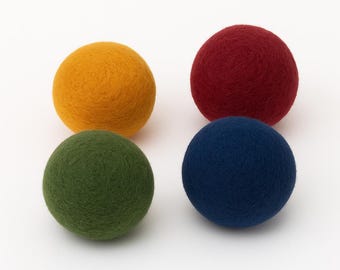 Organic Catnip Wool Balls: Rainbow Felt Cat Toys, USA Made