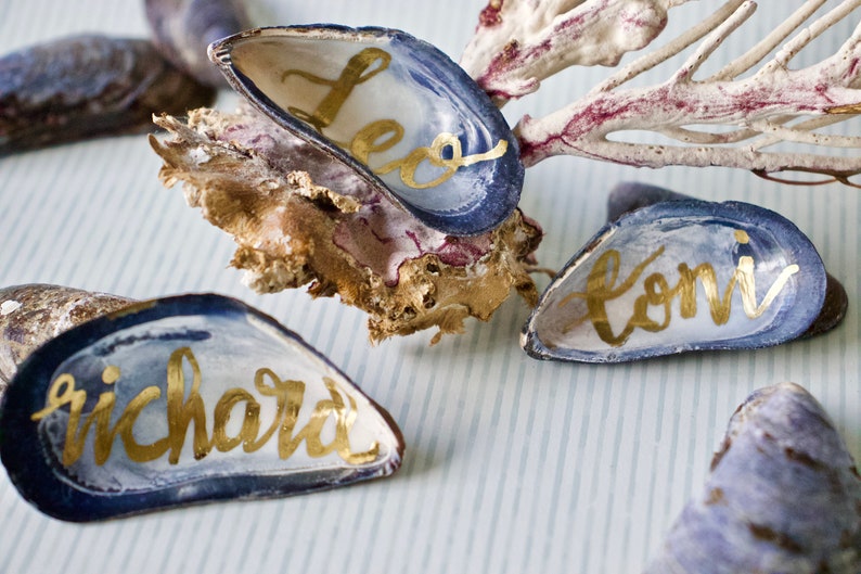 Mussel Shell Place Names in Modern Calligraphy | Etsy