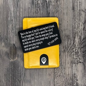 Tarjeta de billetera de metal personalizada con texto, foto, mensaje escrito a mano, inserto de tarjeta de billetera grabado con láser, tarjeta de mensaje personalizada