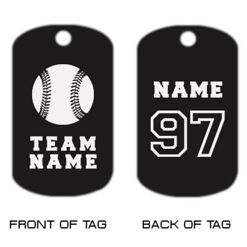 Baseball Team Dog Tag Necklace Custom Engraved Dog Tag Etsy