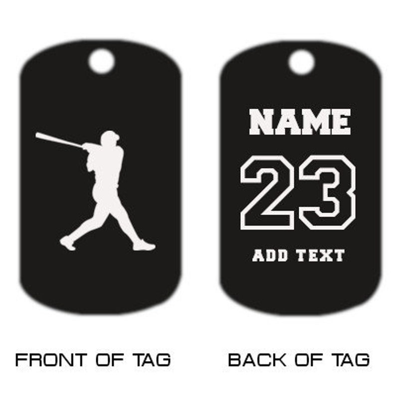 Baseball Dog Tag Necklace Custom Engraved Dog Tag Necklace Etsy