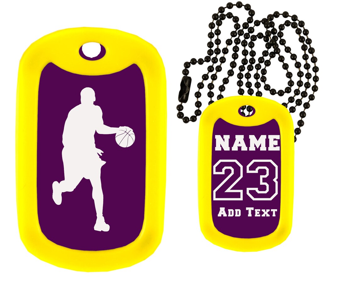 Basketball Dog Tag Necklace Custom Engraved Dog Tag Necklace Choose Tag