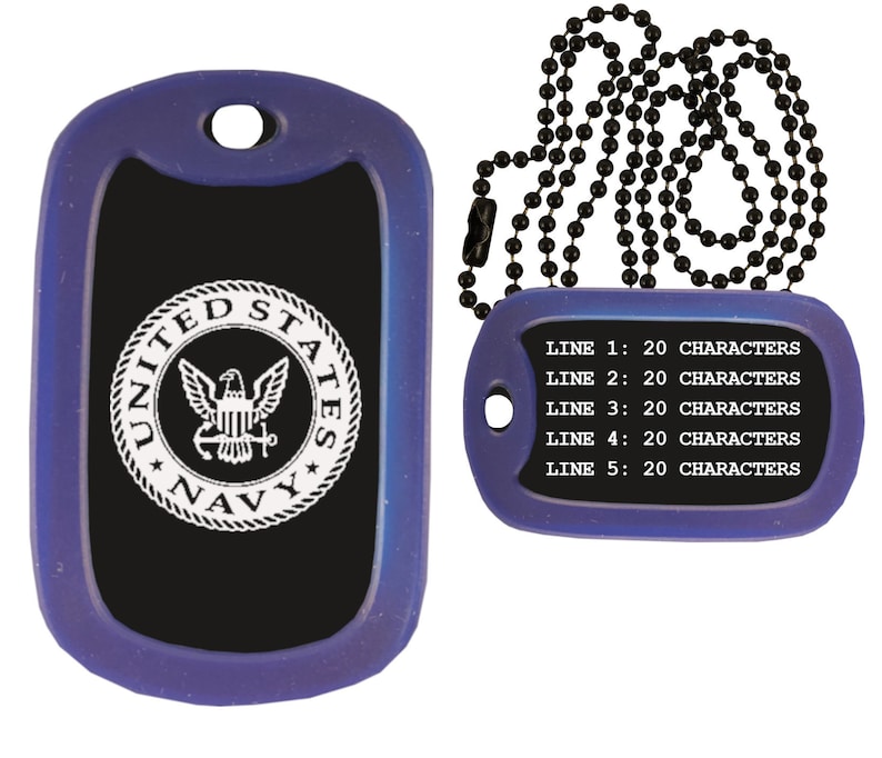 US Navy Dog Tag Necklace Custom Engraved Military Style Dog Etsy