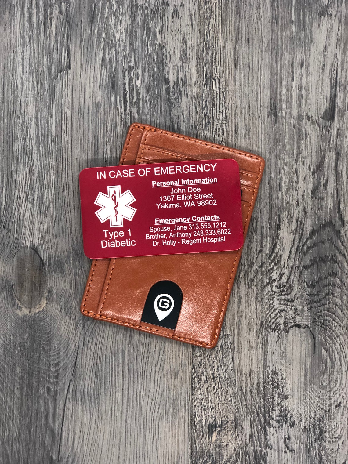 Medical Alert ID Wallet Card Laser Engraved Anodized Etsy