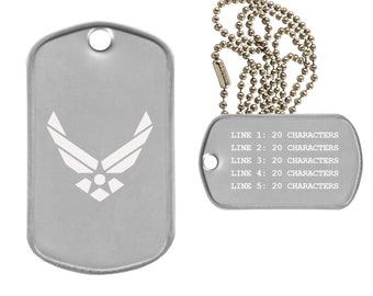 Air Force Dog Tag Necklace Custom Engraved Military Style Dog - Main Image