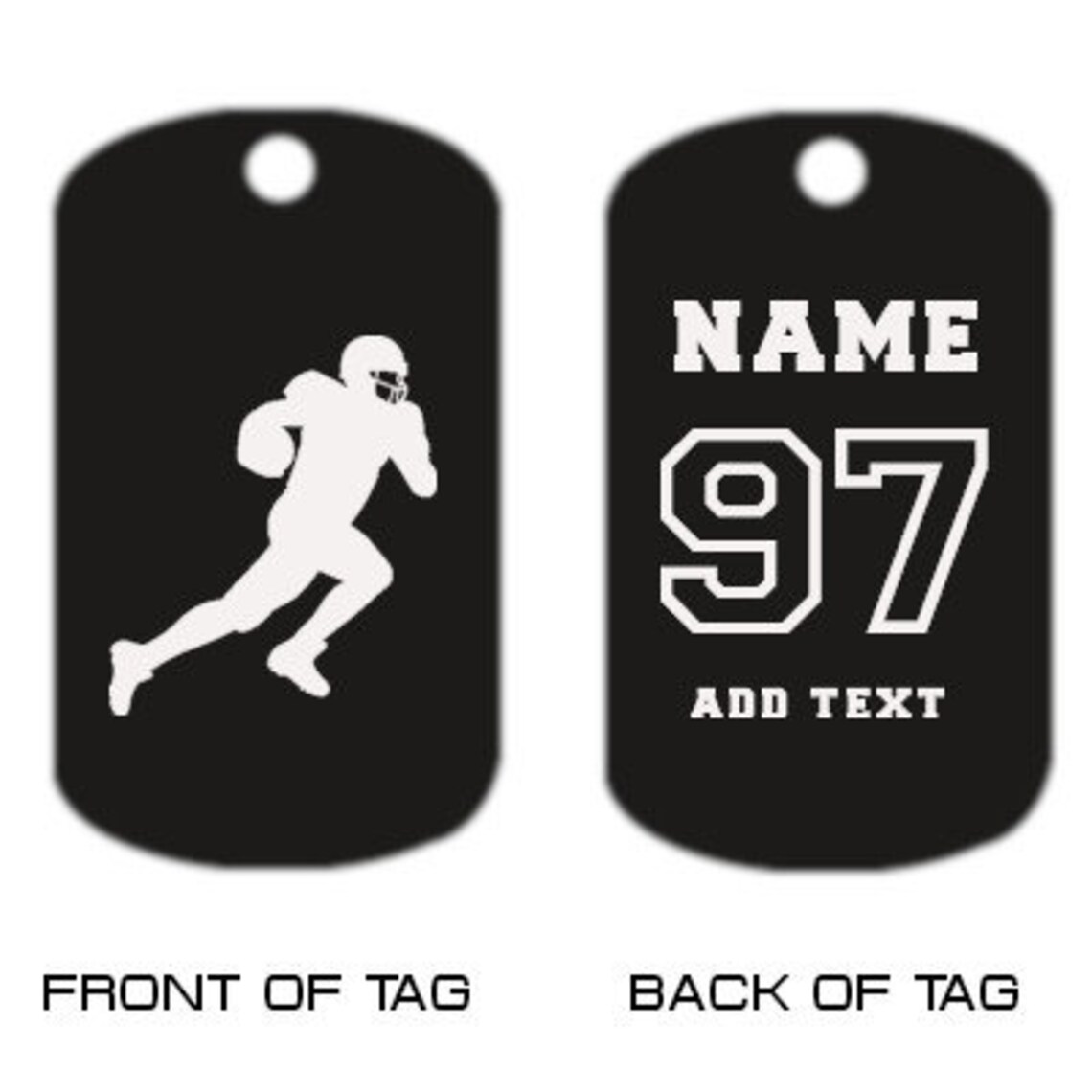Football Dog Tag Necklace Custom Engraved Dog Tag Necklace Etsy