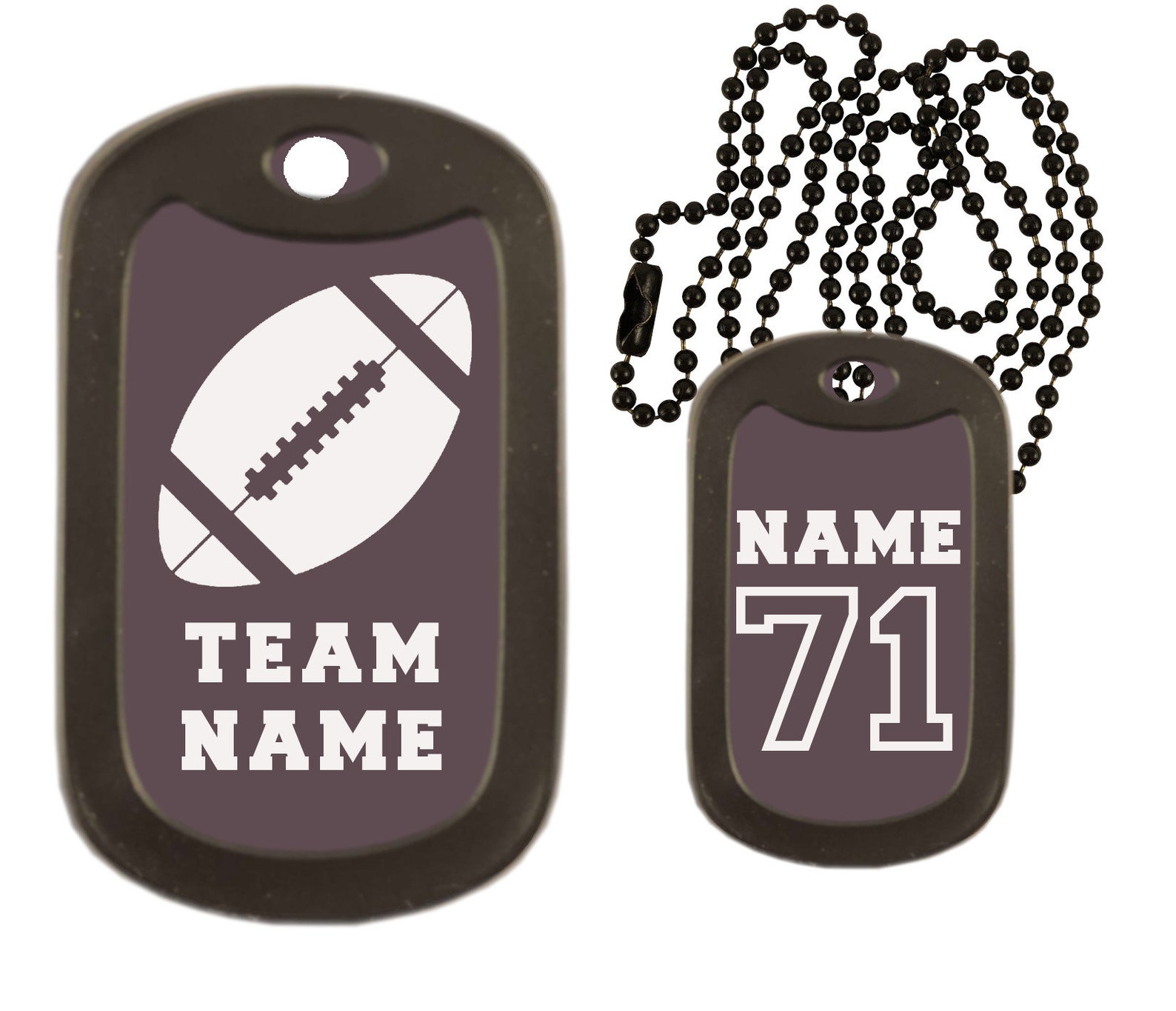 Football Dog Tag Necklace Custom Engraved Dog Tag Necklace Etsy