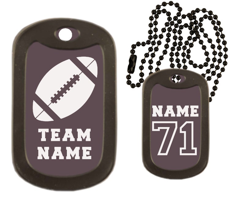 Football Dog Tag Necklace Custom Engraved Dog Tag Necklace Etsy