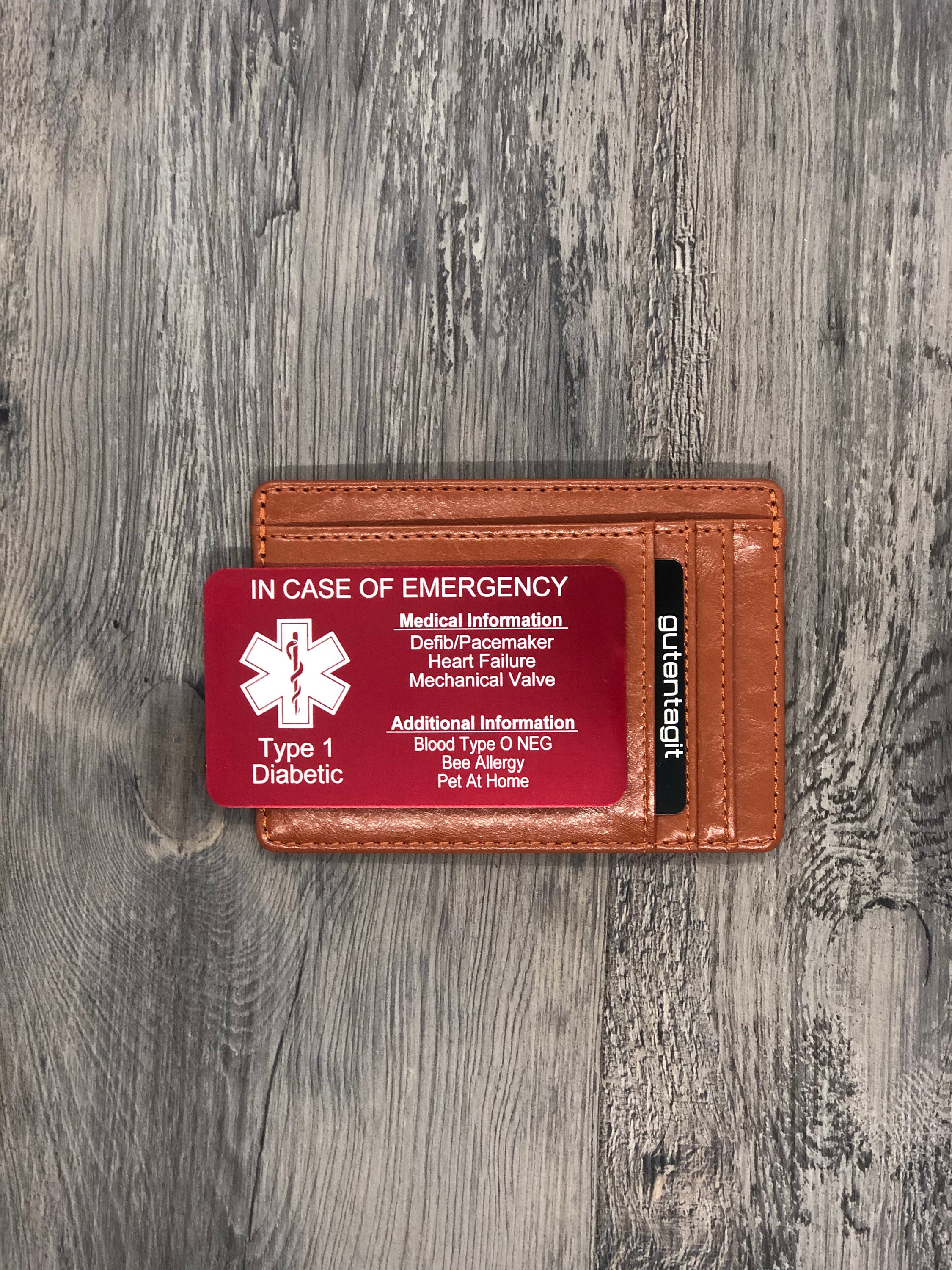 Medical Alert ID Wallet Card Laser Engraved Anodized Etsy
