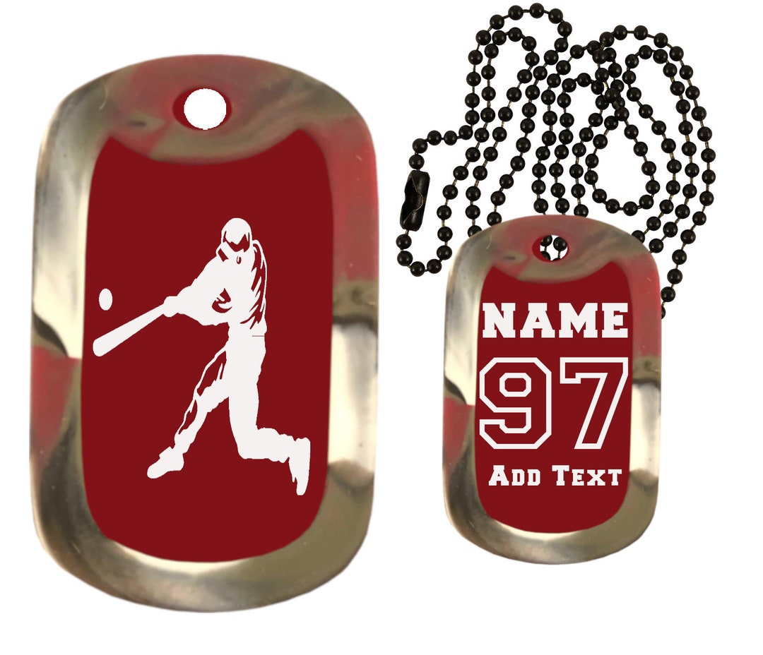 Baseball Dog Tag Necklace Custom Engraved Dog Tag Necklace Choose Tag