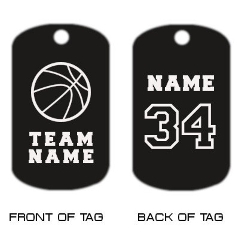 Basketball Dog Tag Necklace Custom Engraved Dog Tag Necklace Etsy