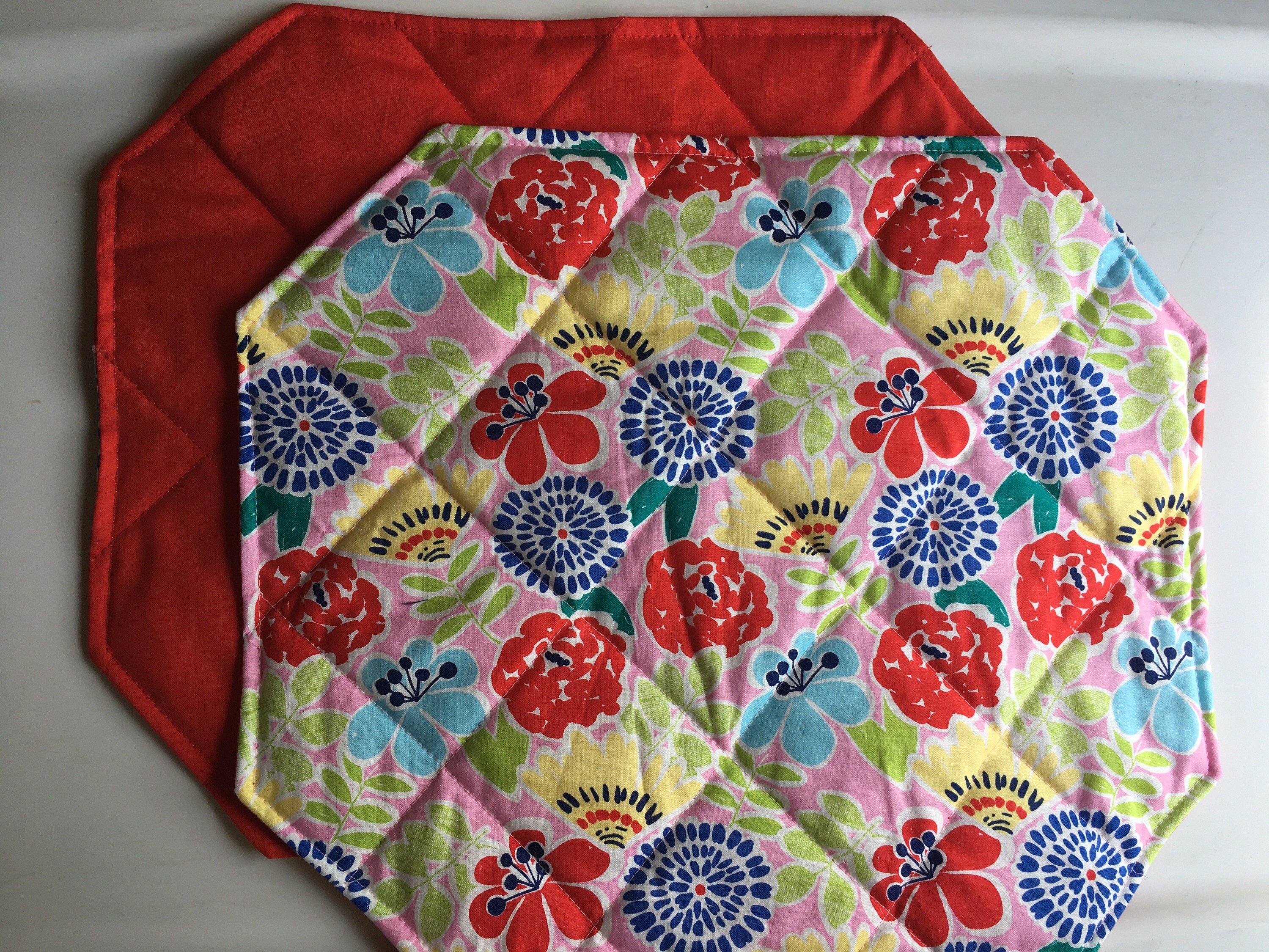 Flowers on Pink Placemats Etsy