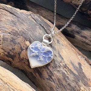 Sea Pottery Necklace | Cornish Beach Pottery Pendant | Sterling Silver Coastal Jewellery | Ocean Gift | Purple White Artisan Necklace
