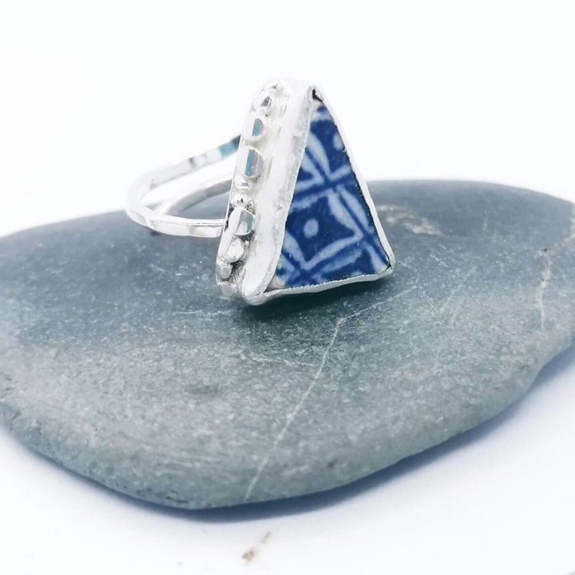 Sea Pottery Ring Adjustable Silver Ring Sea Ring Cornish Etsy