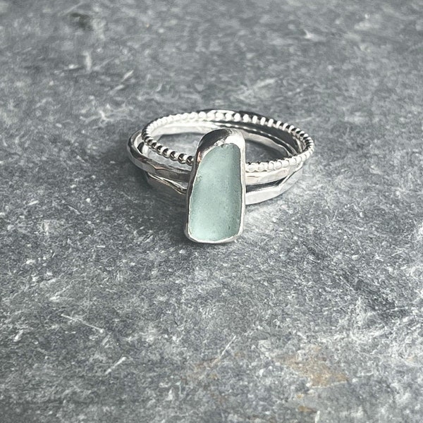 Custom Stacking Ring Set | Colour Choice | Sea Glass Ring | Stacking Rings | Cornish Sea Glass | Cornwall Jewellery | Rings For Women