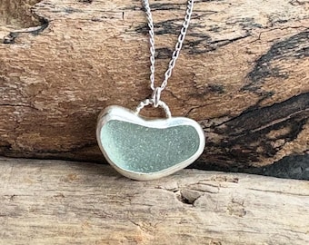 Sea Glass Heart Necklace | Heart Necklace | Sea Glass | Cornish Sea Glass Necklace | Beach Glass Necklace | Sterling Silver Necklace