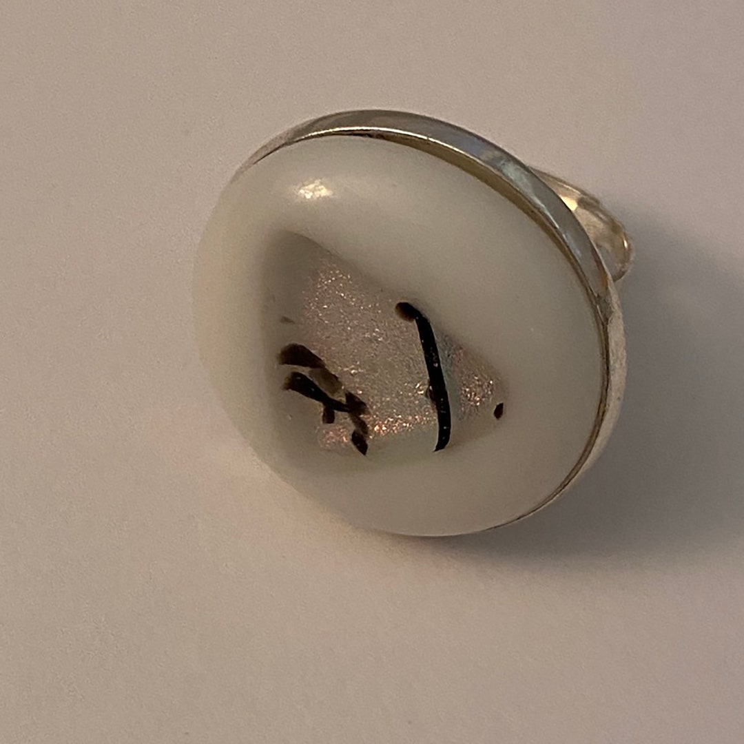 Addiction Recovery Rings White Rainbow Dichroic Glass AA Recovery Adjustable Ring,inspirational ...