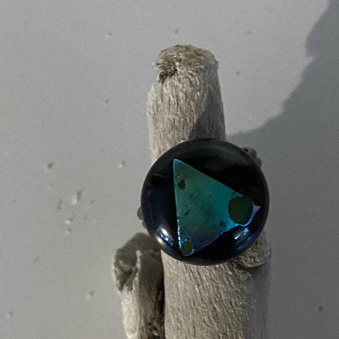 Addiction Recovery Rings Black Rainbow Dichroic Glass AA Recovery Adjustable Ring,inspirational ...