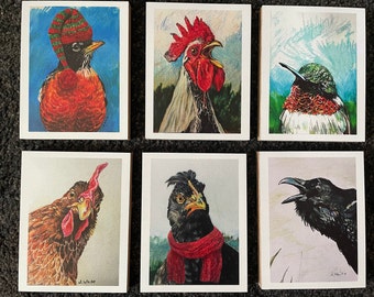 Bird and Chicken Prints on Wood