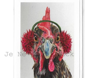 Gray the Hen Holiday Card - blank inside