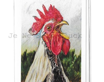 Julio, Blank Greeting Card of Crowing Rooster