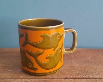 Hornsea Dolphin Mug, John Clappison, Made in England | vintage, retro, 1970's, collectors * SEE CONDITION NOTES - "as is" for decor only!