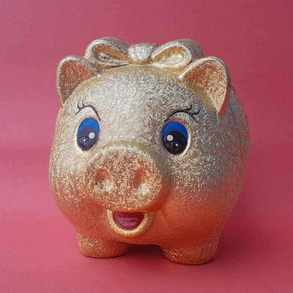 01 Ceramic Piggy Bank Gold Cute Pig Lucky Porcelain Fortune Pig Money Box  Piggy