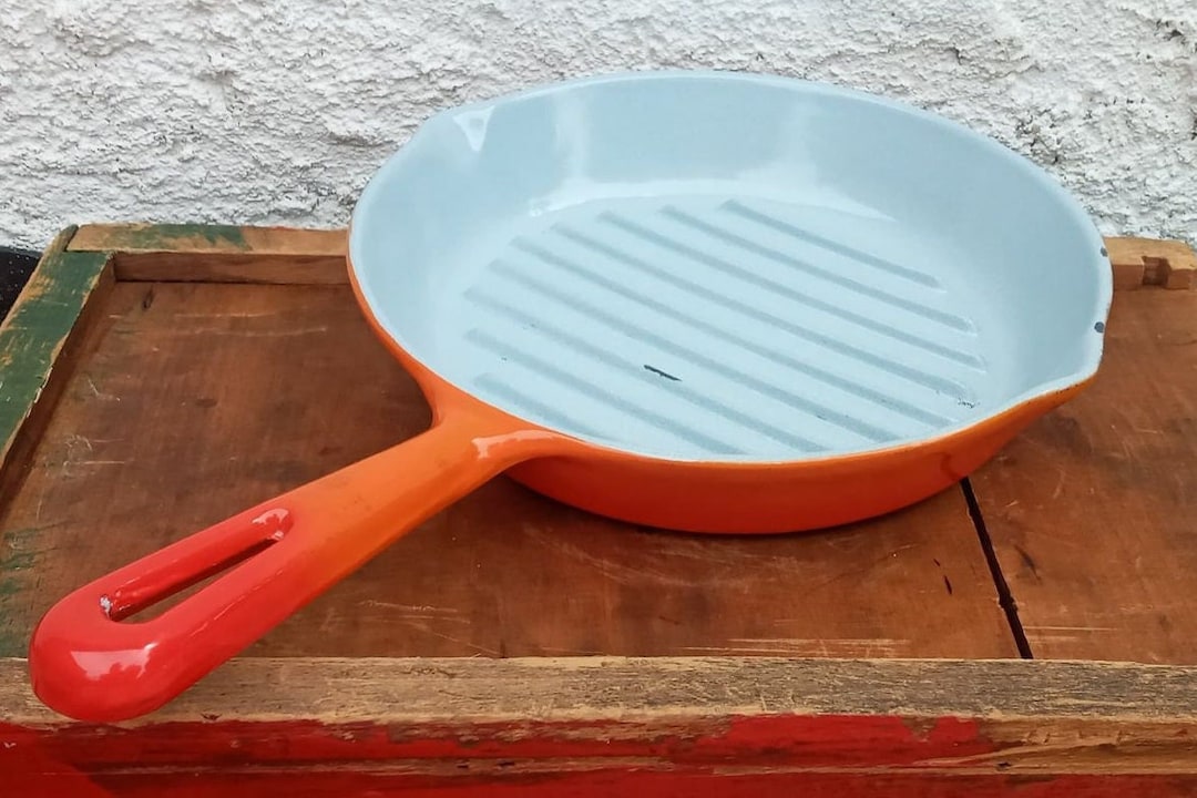 Levco Enamel Cast Iron Skillet Orange Red Ombre Levcoware Etsy