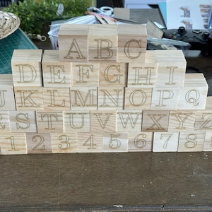 Laser Engraved Baby Name Block Toy Decor / Personalized / Custom / Wood / Square