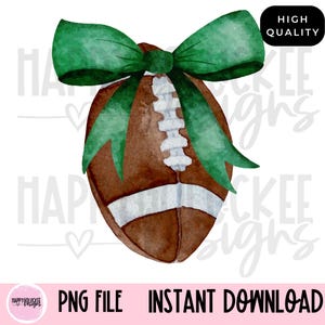 Football and Bow png, Coquette watercolor football, Preppy Mama png, Sports, Trendy, Girly Girl Aesthetic, Green bow png, digital download