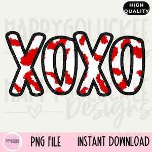 Faux Sparkle Xoxo PNG, Digital Download, Valentines Day design, Faux Sequin PNG, Valentines, red and white Glitter, DTf sublimation ready